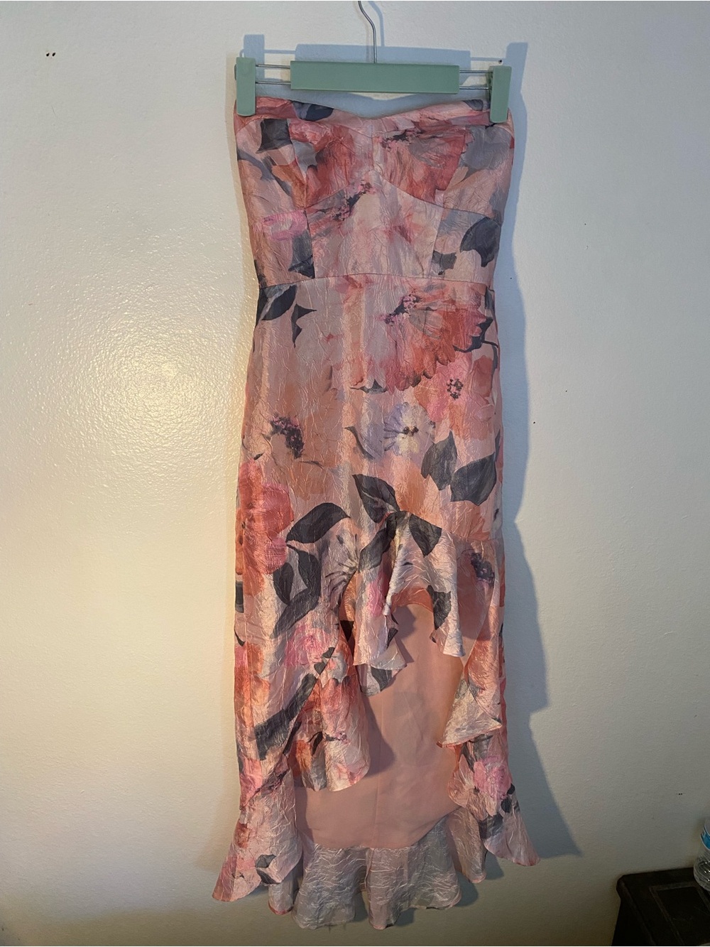 Lulus Blushing Darling Light Pink Floral Strapless High-Low Maxi Dress size XS - Picture 2 of 5